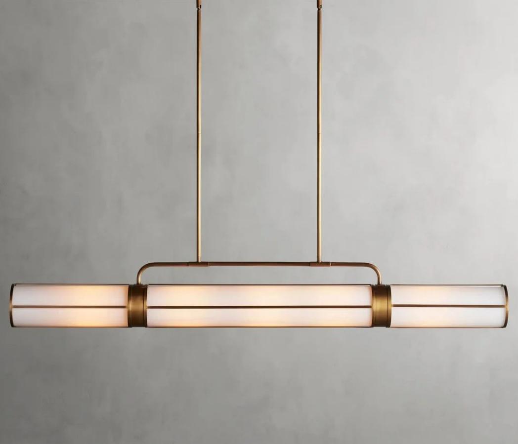 Remming Linear Pendant – Milk Glass & Metal, Industrial Chic – Varenhome