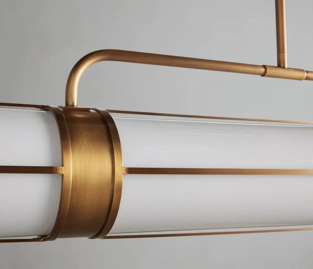 Remming Linear Pendant – Milk Glass & Metal, Industrial Chic – Varenhome